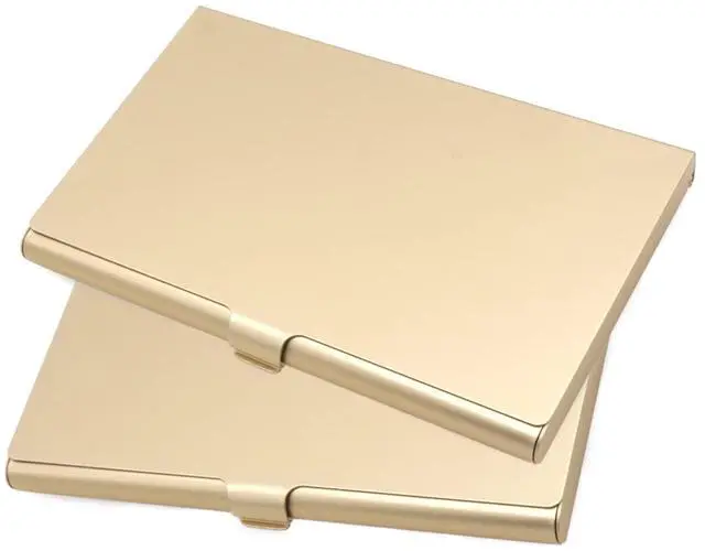 Main image of 2-Pack Gold Aluminum Business Card Holder Slim Flip Pocket Case