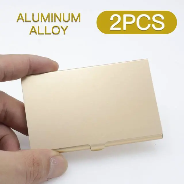 Alt view image 3 of 7 - 2-Pack Gold Aluminum Business Card Holder Slim Flip Pocket Case