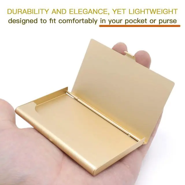 Alt view image 4 of 7 - 2-Pack Gold Aluminum Business Card Holder Slim Flip Pocket Case