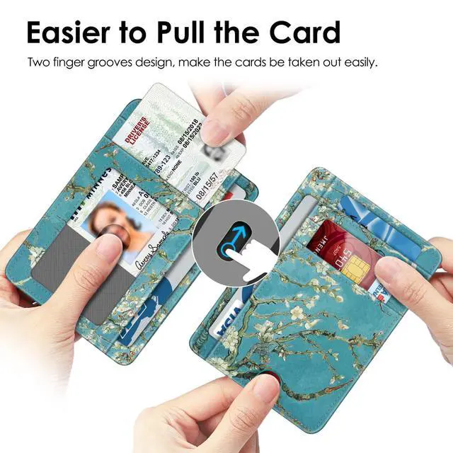 Alt view image 3 of 7 - Slim Minimalist Front Pocket Wallet, RFID Blocking Credit Card Holder Card Cases with ID Window for Men Women (Blossom)