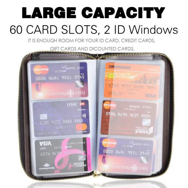 Alt view image 3 of 7 - Credit Card Holder Wallet Womens Zipper Leather Case Purse RFID Blocking (Black)