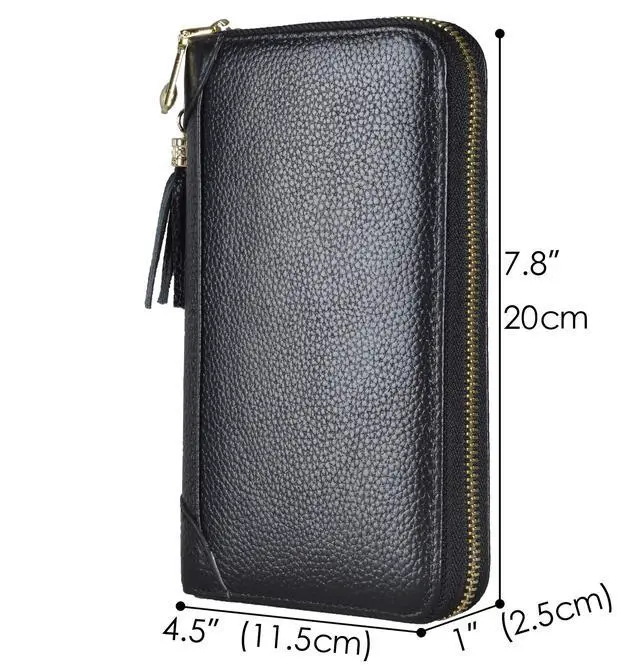 Alt view image 5 of 7 - Credit Card Holder Wallet Womens Zipper Leather Case Purse RFID Blocking (Black)