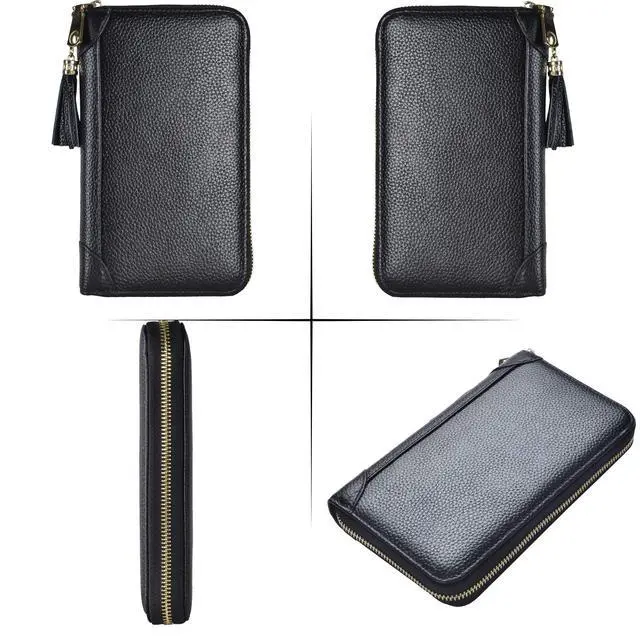 Alt view image 6 of 7 - Credit Card Holder Wallet Womens Zipper Leather Case Purse RFID Blocking (Black)