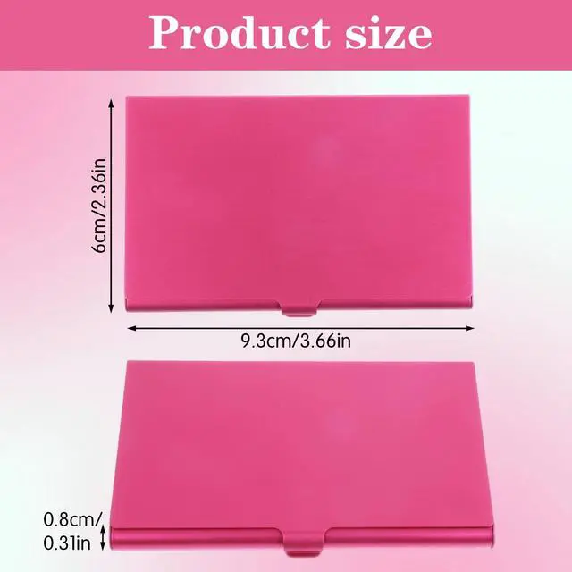 Alt view image 2 of 7 - 2Pcs Aluminum Business Card Holder Case Slim Metal Wallet, Flip Cover Portable Pocket Purse Accessory for Women, Pink Rose Red