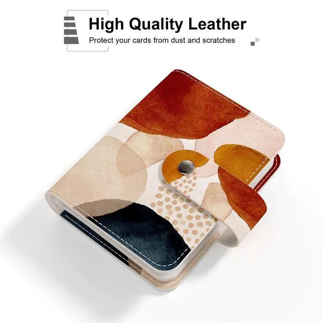 Alt view image 4 of 7 - Business Card Organizer, RFID Business Card Holder, Small Slim Leather Cards Book, Pocket Name Card Holder Wallet for Women, Simple Abstract Art