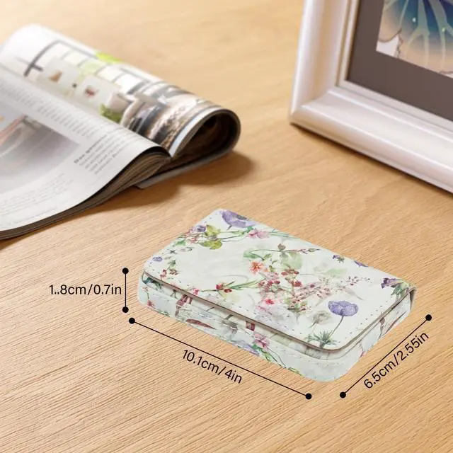 Alt view image 4 of 7 - Business Card HolderPU Leather Business Card Case Color Printing Pattern Card Holder WalletPockets Magnetic Credit Card Holders for Men and Women - White Flowers
