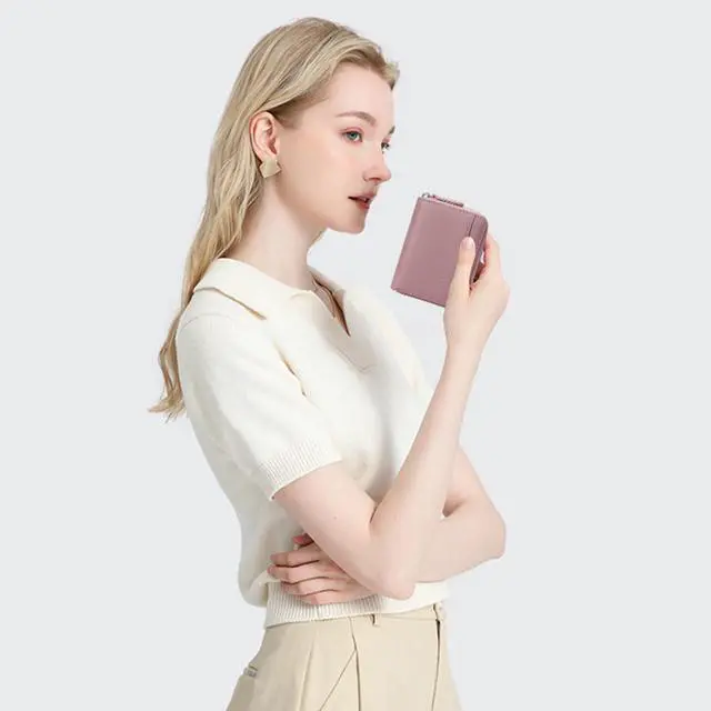 Alt view image 6 of 7 - RFID Credit Card Holder for Women Small Leather Zipper Card Case Wallet 15 Slots