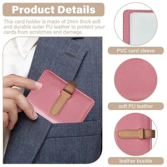 Alt view image 4 of 7 - Credit Card Holder with 26 Suitable Slot, ID Card Case PU Leather Wallet for Women Men Business Organiser Pocket (Pink)