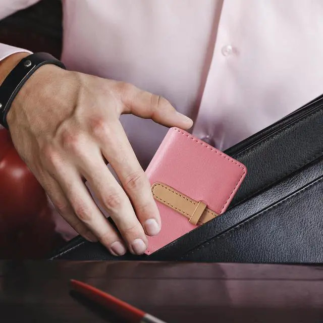 Alt view image 7 of 7 - Credit Card Holder with 26 Suitable Slot, ID Card Case PU Leather Wallet for Women Men Business Organiser Pocket (Pink)