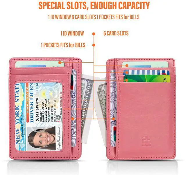 Alt view image 3 of 7 - Slim RFID Blocking Card Holder Minimalist Leather Front Pocket Wallet for Women