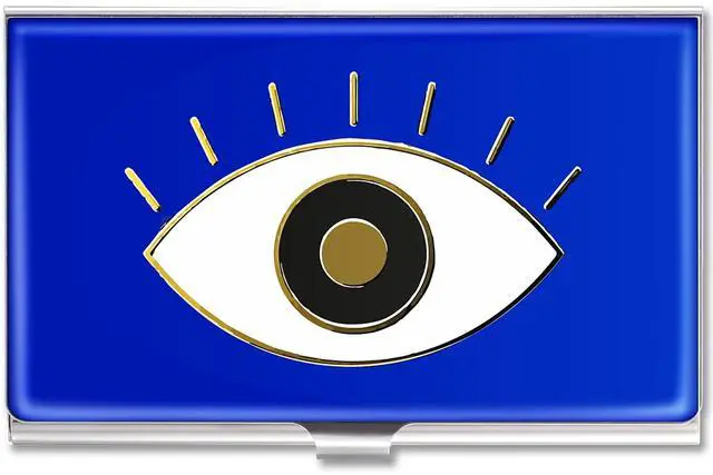Main image of Business Card Holder Case for Women Men Metal Blue Eye Slim Pocket Business Card Purse Cute for Realtors Real Estate Agents