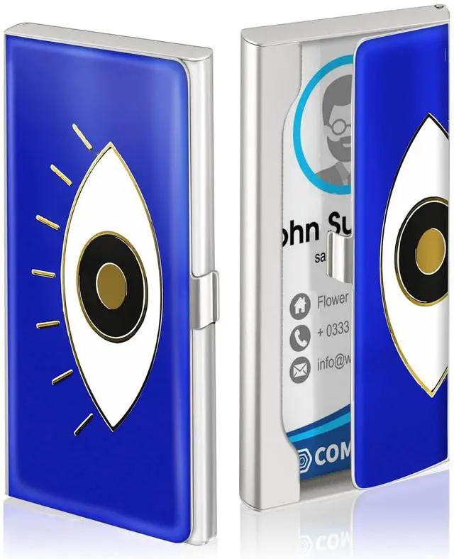 Alt view image 2 of 7 - Business Card Holder Case for Women Men Metal Blue Eye Slim Pocket Business Card Purse Cute for Realtors Real Estate Agents