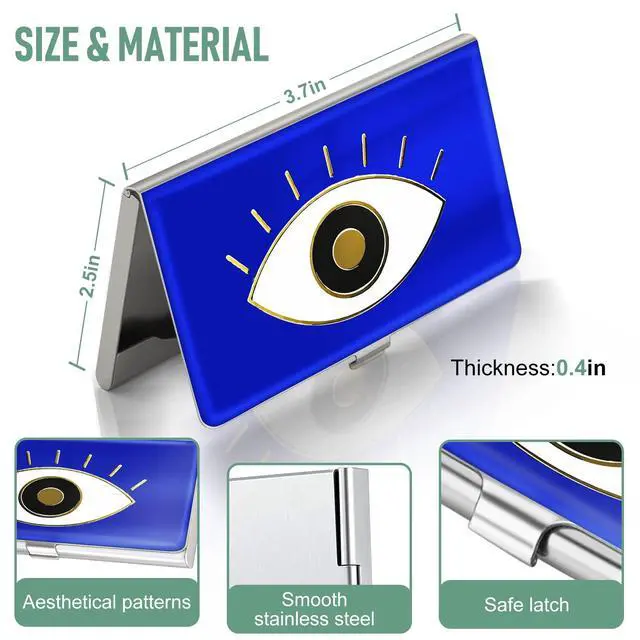 Alt view image 3 of 7 - Business Card Holder Case for Women Men Metal Blue Eye Slim Pocket Business Card Purse Cute for Realtors Real Estate Agents