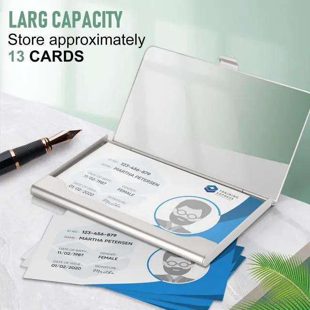 Alt view image 4 of 7 - Business Card Holder Case for Women Men Metal Blue Eye Slim Pocket Business Card Purse Cute for Realtors Real Estate Agents