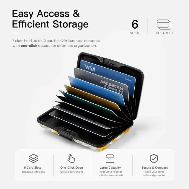 Alt view image 4 of 6 - Credit Card Holder for Women Men Mini Aluminum Card Case Wallet Slim Design RFID Blocking Metal Business ID Case Yellow Flowers