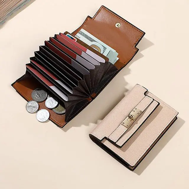 Alt view image 5 of 7 - Pu Leather Small Credit Card Holder for Women Wallet Accordion Style Compact Womens Card Holder Wallet for Women Card Case Organizer (Brown)