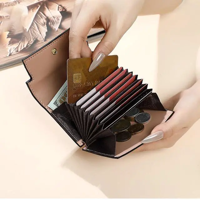 Alt view image 6 of 7 - Pu Leather Small Credit Card Holder for Women Wallet Accordion Style Compact Womens Card Holder Wallet for Women Card Case Organizer (Brown)