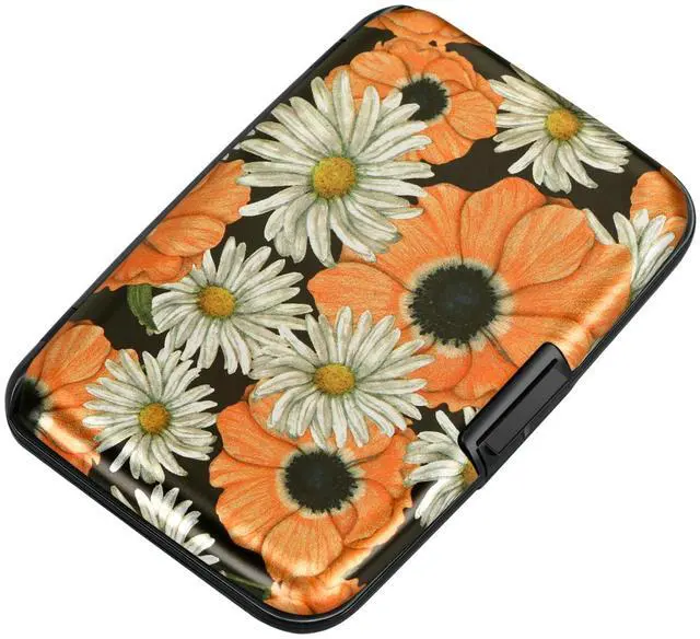 Main image of Mini RFID Aluminum Wallet Credit Cards Holder Business Card Case Metal ID Case for Men Women(Chamomile)