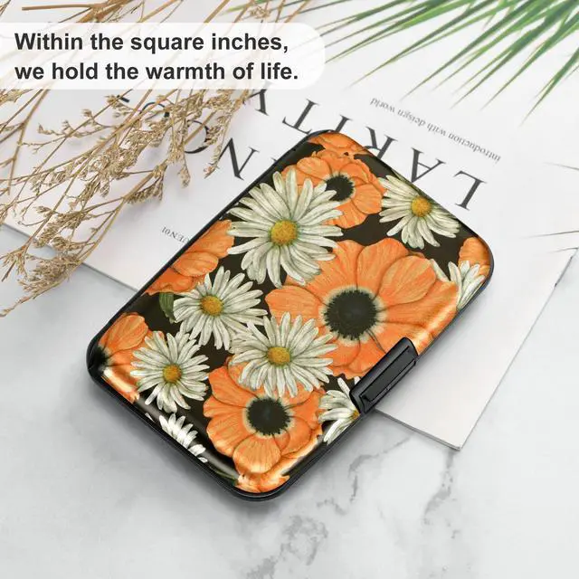 Alt view image 6 of 7 - Mini RFID Aluminum Wallet Credit Cards Holder Business Card Case Metal ID Case for Men Women(Chamomile)
