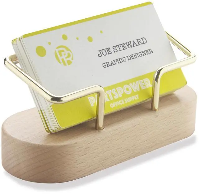 Main image of Wood Business Card Holder for Desk, Horizontal Wooden Business Name Card Display Stand, Desk Accessory Business Name Card Organizer (Beech Wood)