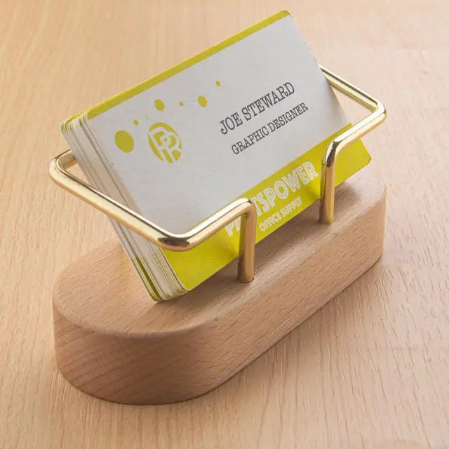 Alt view image 2 of 7 - Wood Business Card Holder for Desk, Horizontal Wooden Business Name Card Display Stand, Desk Accessory Business Name Card Organizer (Beech Wood)