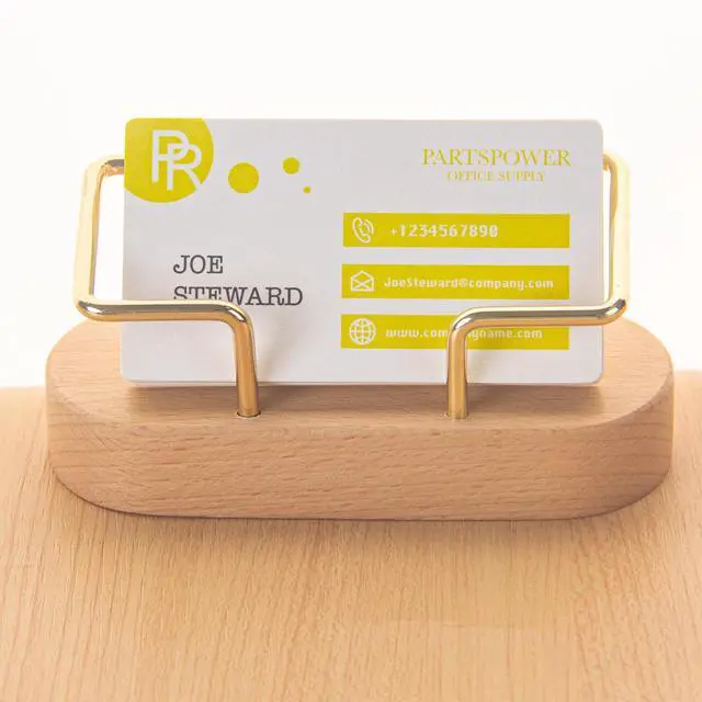 Alt view image 4 of 7 - Wood Business Card Holder for Desk, Horizontal Wooden Business Name Card Display Stand, Desk Accessory Business Name Card Organizer (Beech Wood)
