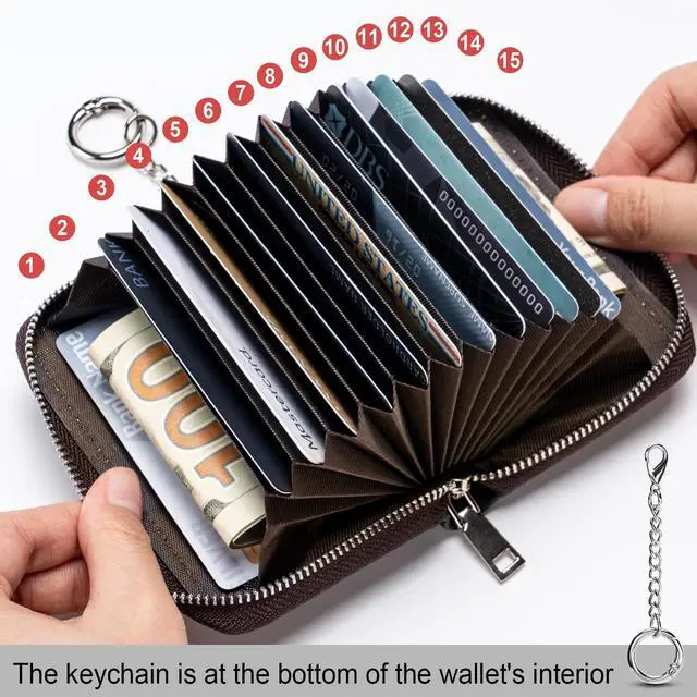 Alt view image 3 of 7 - Credit Card Holder, Zipper Credit Card Wallet for Women, Small Accordion Card Cases Holder, KeyChain Wallet, Business Card Holder, Bookshelf