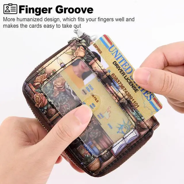 Alt view image 2 of 7 - Credit Card Holder, Zipper Credit Card Wallet for Women, Small Accordion Card Cases Holder, KeyChain Wallet, Business Card Holder, Bookshelf