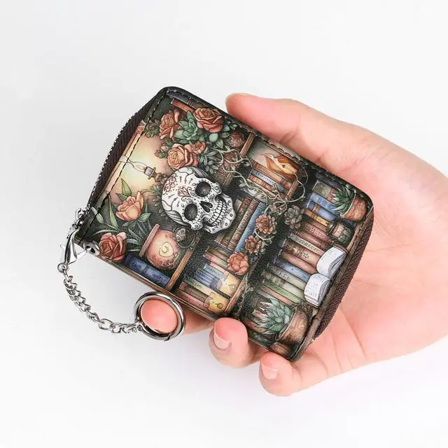 Alt view image 4 of 7 - Credit Card Holder, Zipper Credit Card Wallet for Women, Small Accordion Card Cases Holder, KeyChain Wallet, Business Card Holder, Bookshelf