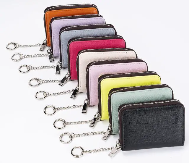 Alt view image 7 of 7 - Credit Card Holder, Zipper Credit Card Wallet for Women, Small Accordion Card Cases Holder, KeyChain Wallet, Business Card Holder, Bookshelf