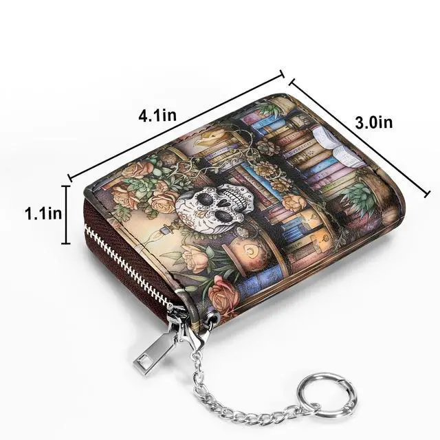 Alt view image 5 of 7 - Credit Card Holder, Zipper Credit Card Wallet for Women, Small Accordion Card Cases Holder, KeyChain Wallet, Business Card Holder, Bookshelf
