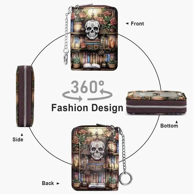 Alt view image 6 of 7 - Credit Card Holder, Zipper Credit Card Wallet for Women, Small Accordion Card Cases Holder, KeyChain Wallet, Business Card Holder, Bookshelf