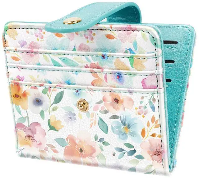 Main image of Small Wallets for Women Slim Minimalist for Bifold Credit Card Holder for Pocket or Purse, Watercolor Floral