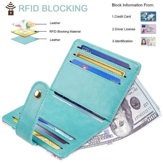 Alt view image 2 of 7 - Small Wallets for Women Slim Minimalist for Bifold Credit Card Holder for Pocket or Purse, Watercolor Floral