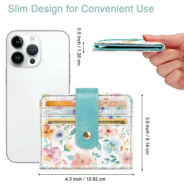 Alt view image 5 of 7 - Small Wallets for Women Slim Minimalist for Bifold Credit Card Holder for Pocket or Purse, Watercolor Floral