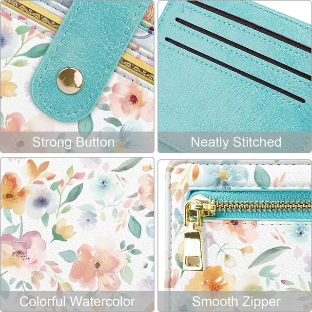 Alt view image 4 of 7 - Small Wallets for Women Slim Minimalist for Bifold Credit Card Holder for Pocket or Purse, Watercolor Floral