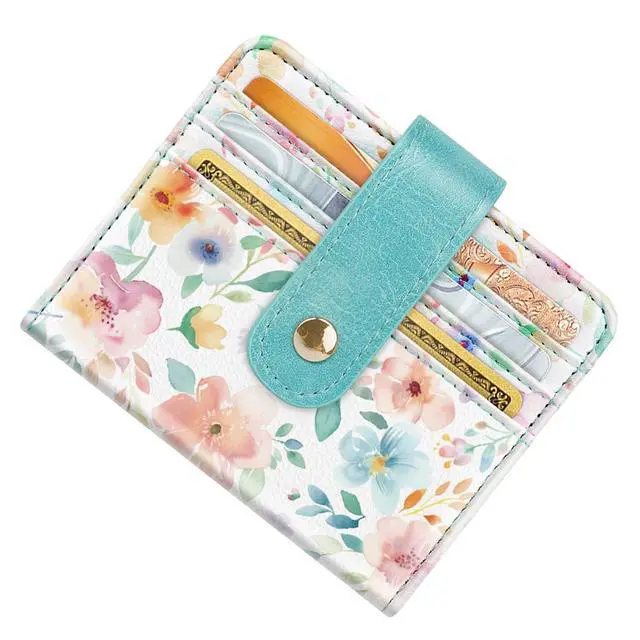 Alt view image 7 of 7 - Small Wallets for Women Slim Minimalist for Bifold Credit Card Holder for Pocket or Purse, Watercolor Floral