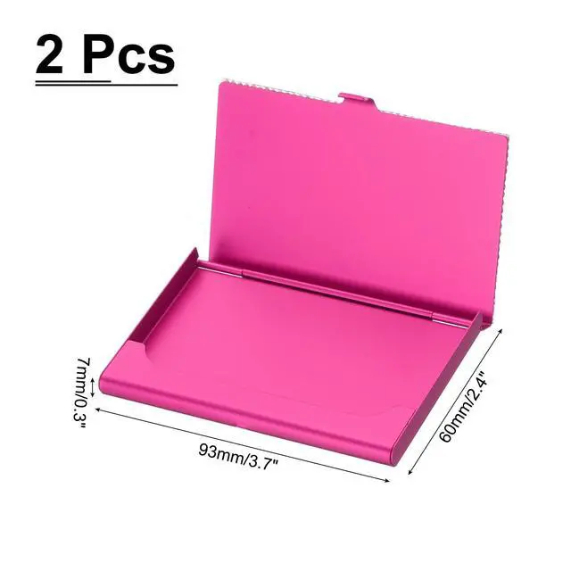 Alt view image 2 of 6 - Bling Alloy Business Card Holder, 2Pcs Rhinestone Name Credit Card Organizer Bling Pocket Display for Women Office Exhibition, Rose Red