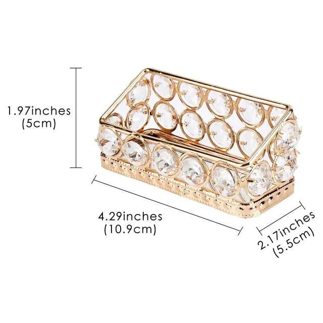 Alt view image 2 of 7 - Gold Business Card Holder Stand with Crystal Accents Elegant Desk Organizer for Office, Reception, and Home Decor