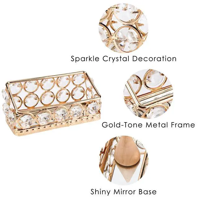 Alt view image 3 of 7 - Gold Business Card Holder Stand with Crystal Accents Elegant Desk Organizer for Office, Reception, and Home Decor