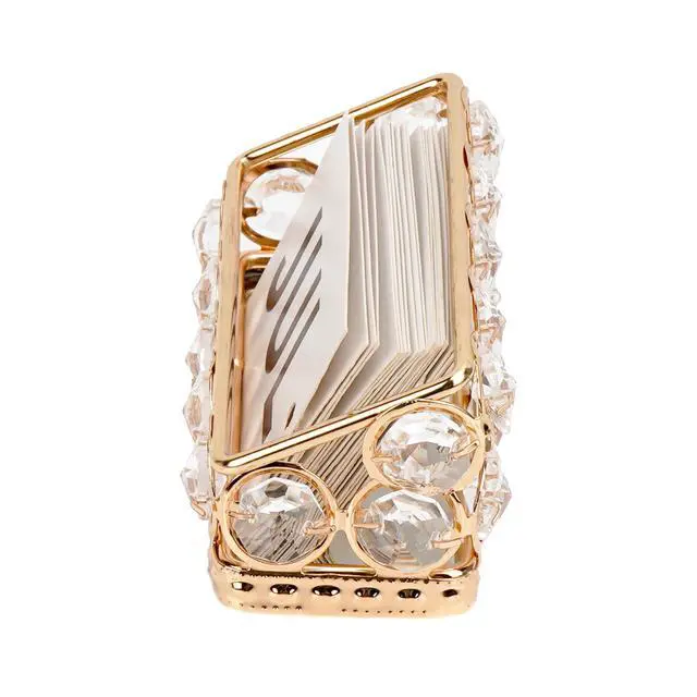 Alt view image 7 of 7 - Gold Business Card Holder Stand with Crystal Accents Elegant Desk Organizer for Office, Reception, and Home Decor