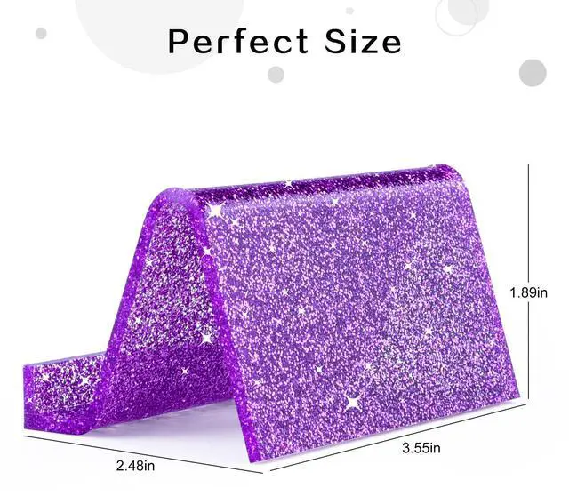 Alt view image 3 of 6 - Business Card Holder for Desk, 3 Pack Acrylic Business Card Holder Display for Office Desktop, School, Hotel Front Desk, Purple