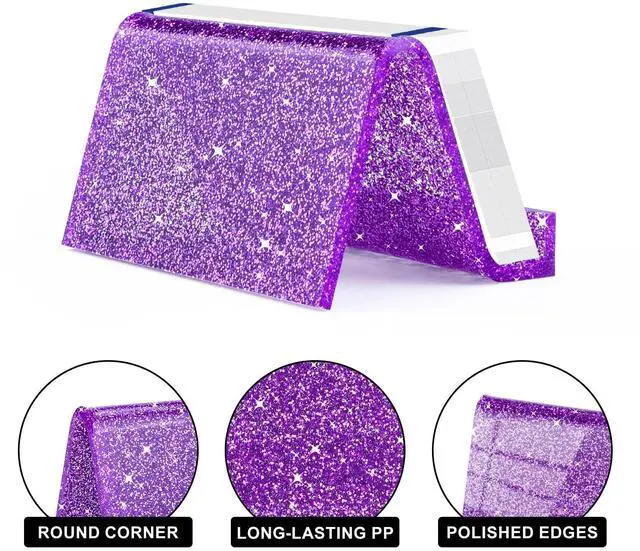 Alt view image 5 of 6 - Business Card Holder for Desk, 3 Pack Acrylic Business Card Holder Display for Office Desktop, School, Hotel Front Desk, Purple