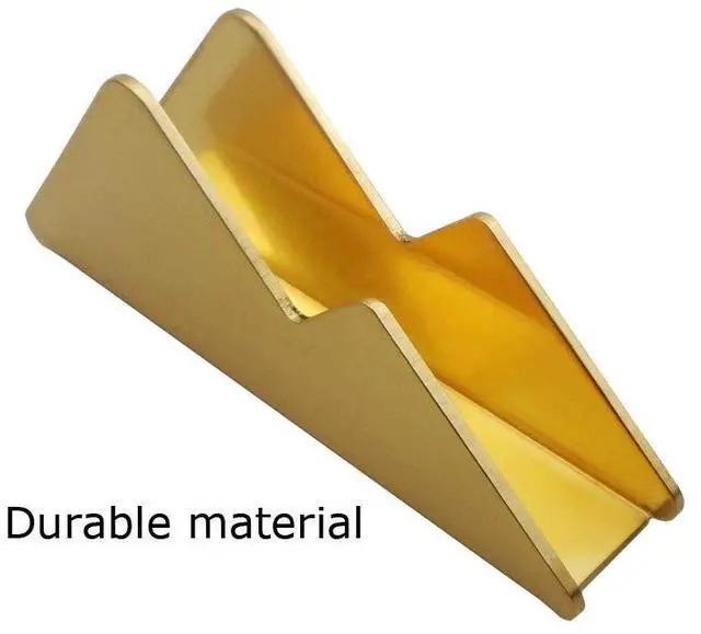 Alt view image 3 of 6 - Metal Desk Card Holder Brass Business Card Display Stand for Women Men Gold 1 Pack