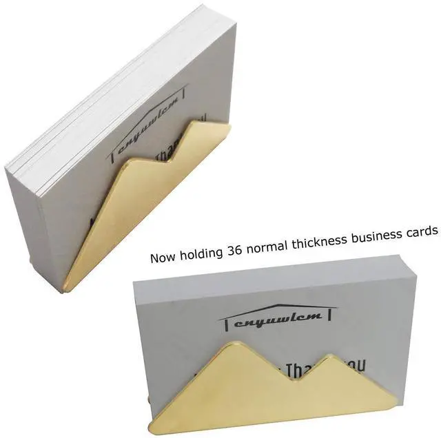 Alt view image 5 of 6 - Metal Desk Card Holder Brass Business Card Display Stand for Women Men Gold 1 Pack