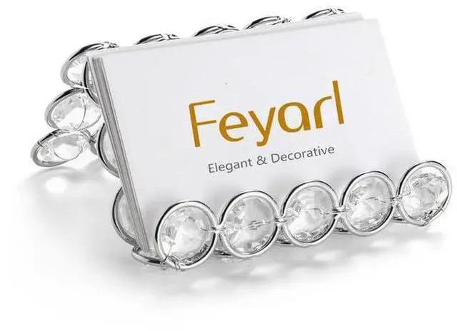 Main image of Crystal Business Card Holder Stand Office Business Name Cards Display Sparkly Desktop Gift Card Photo Organizer Storage for Office Meeting Desk Front