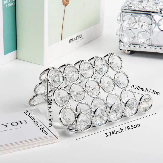 Alt view image 2 of 7 - Crystal Business Card Holder Stand Office Business Name Cards Display Sparkly Desktop Gift Card Photo Organizer Storage for Office Meeting Desk Front