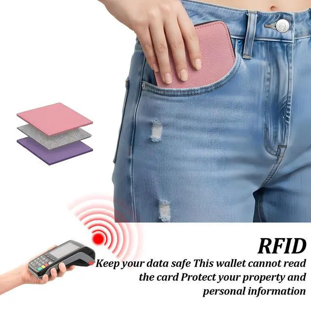 Alt view image 3 of 7 - Credit Card Wallets, Wallet Photo Album Zipper Wallet Credit Cards Holder Secure Card Case Leather Organizer(Pink)