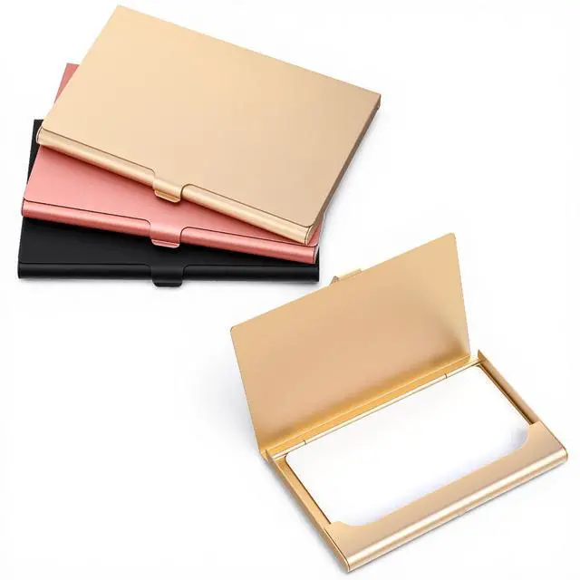 Main image of 3 Pcs Metal Business Card Holder for Women - Slim Pocket Business Card Holder - Flip Cover Professional Name Cards Wallet