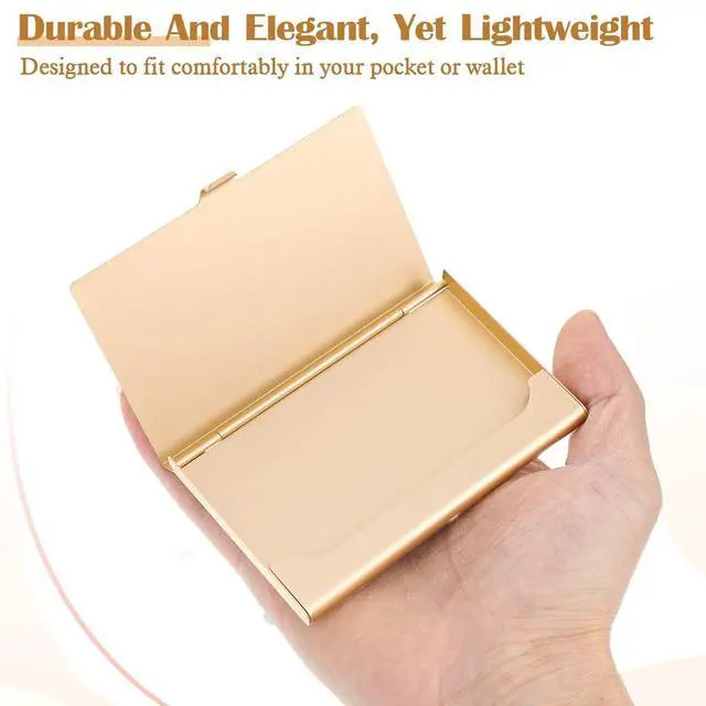 Alt view image 5 of 7 - 3 Pcs Metal Business Card Holder for Women - Slim Pocket Business Card Holder - Flip Cover Professional Name Cards Wallet